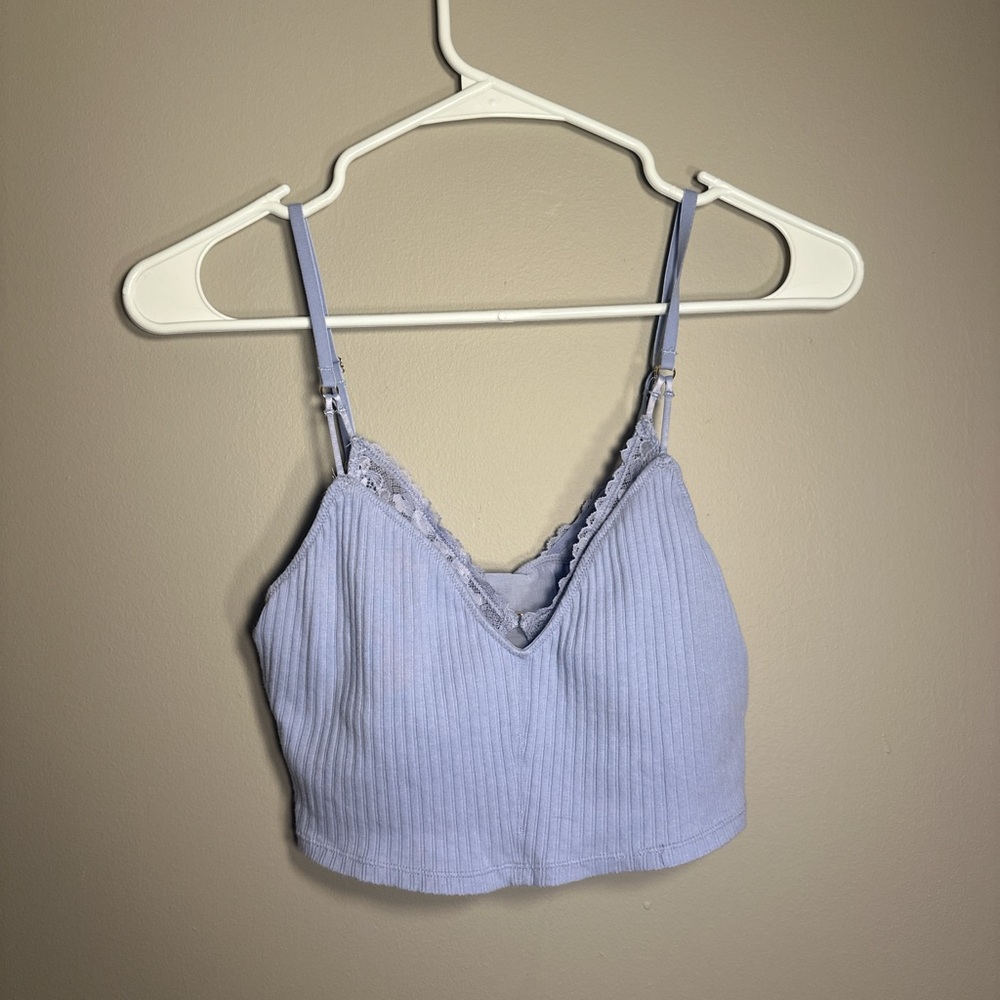 Aerie light blue cropped tank with built in bralette